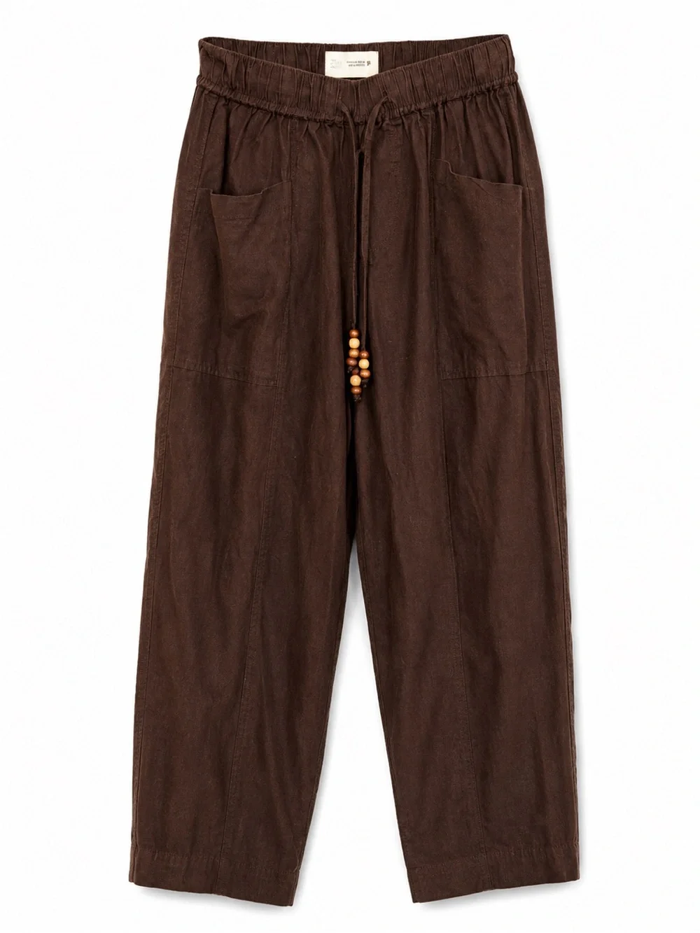 Zara Relaxed Drawstring Linen Pants - Brown - Size 4